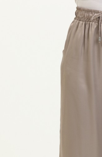 Powder Satin Elastic Waist Palazzo Trousers 0021-03 Mink 0021-03