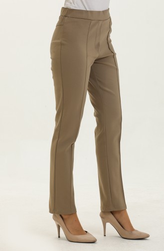 Front Crocheted Elastic Waist Trousers 10800-05 Light Camel 10800-05