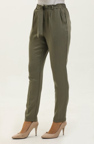 Pantalon Carotte Taille Haute Kaki Pour Femme 11100-01 Kaki 11100-01