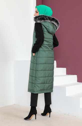 Fur Puffer Vest 514722-06 Emerald Green 514722-06