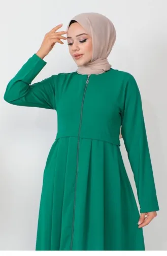 Pleated Aerobin Abaya Emerald Green 0028SGS.ZMR