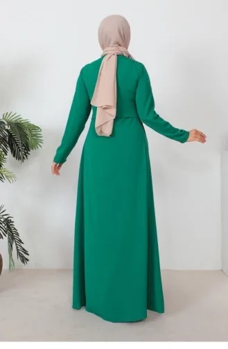 Pleated Aerobin Abaya Emerald Green 0028SGS.ZMR