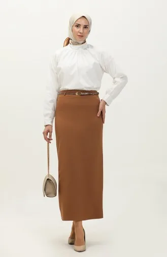 Jupe Crayon A Ceinture 2247-02 Café Au Lait 2247-02