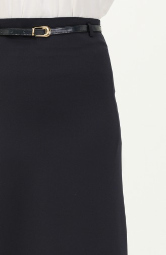 Belted Pencil Skirt 2247-03 Navy Blue 2247-03