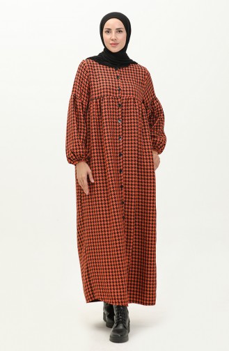 Abaya Met Pied-de-poule-patroon 23K8813-03 Yavruağzı 23K8813-03