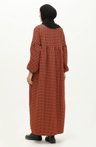 Houndstooth Pattern Abaya 23K8813-03 Light Pink 23K8813-03