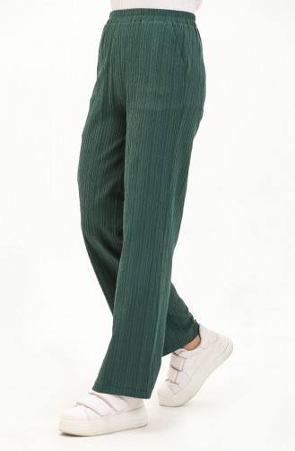 Bürümcük Pantalon Taille Elastique En Tissu 0010-01 Vert Emeraude 0010-01