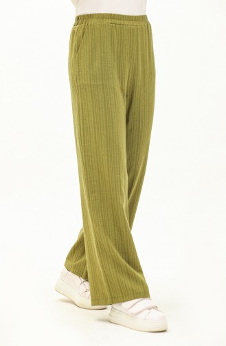 Shirred Fabric Elastic Waist Trousers 0010-02 Oil Green 0010-02