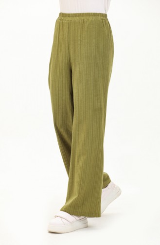 Shirred Fabric Elastic Waist Trousers 0010-02 Oil Green 0010-02