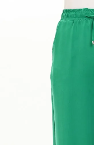 Grüne Palazzo-Hose Mit Elastischem Bund Für Damen 0020-02 Grün 0020-02