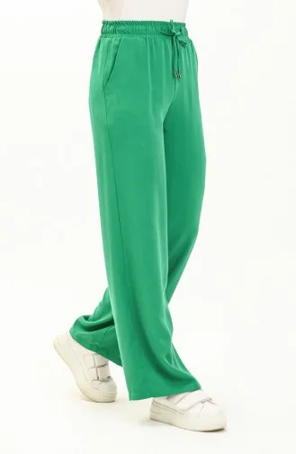 Grüne Palazzo-Hose Mit Elastischem Bund Für Damen 0020-02 Grün 0020-02