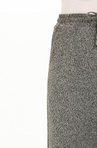 Pantalon Palazzo Taille Elastique En Tweed Pour Femme 0020-03 Gris Fondu 0020-03