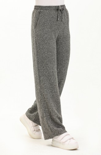 Women`s Seasonal Tweed Elastic Waist Palazzo Trousers 0020-03 Melted Gray 0020-03