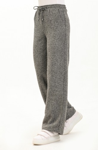 Women`s Seasonal Tweed Elastic Waist Palazzo Trousers 0020-03 Melted Gray 0020-03