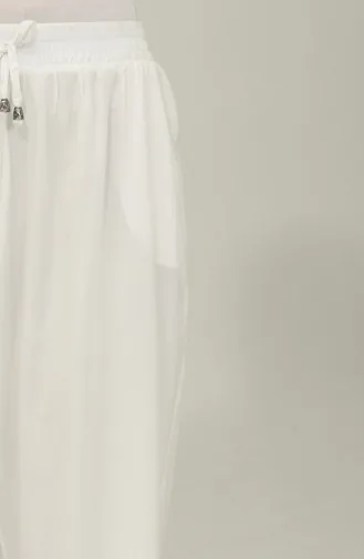 Cepli Bol Paça Pantolon 6104-09 Beyaz