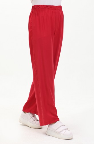 Elastic Waist Wide Leg Trousers 1143-02 Claret Red 1143-02