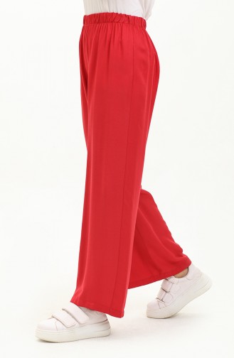 Elastic Waist Wide Leg Trousers 1143-02 Claret Red 1143-02