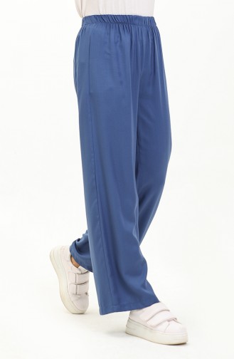 wide Leg Elastic Waist Trousers 1143-06 Indigo 1143-06