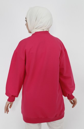 Steen En Tekst Gedetailleerd 2-draads Stoffen Sweatshirt 71102-05 Fuchsia 71102-05