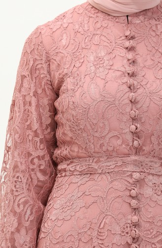 Robe De Soirée Détail Dentelle 5477A-01 Rose Poudré 5477A-01