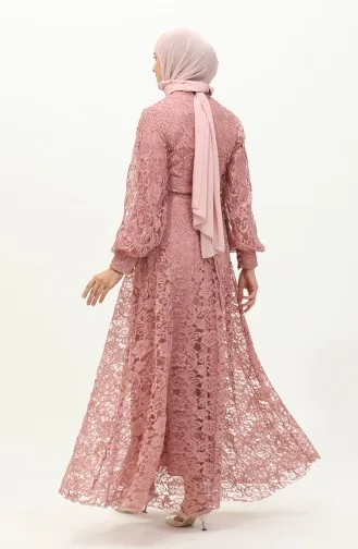 Lace Detailed Evening Dress 5477A-01 Dusty Rose 5477A-01