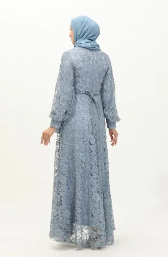Abendkleid mit Spitzeneinsatz 5477A-02 Blau 5477A-02