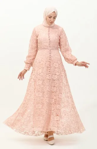 Abendkleid mit Spitzeneinsatz 5477A-03 Lachs 5477A-03