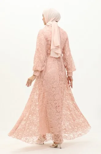 Abendkleid mit Spitzeneinsatz 5477A-03 Lachs 5477A-03