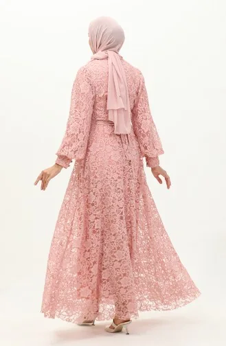 Robe De Soirée Détail Dentelle 5477A-04 Poudre 5477A-04