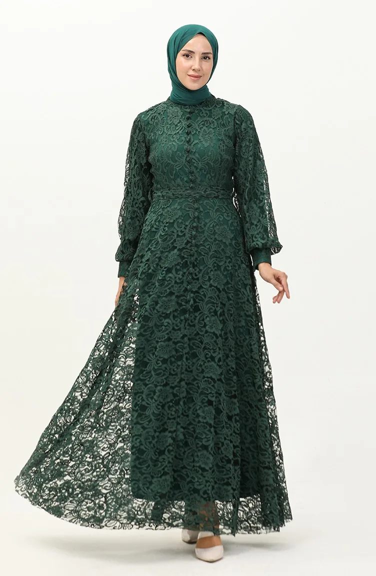 Abendkleid mit Spitzeneinsatz 5477A-05 Smaragdgrün 5477A-05