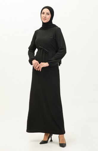 Tesettür Uzun Elbise 8647-01 Siyah