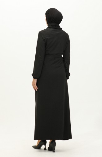 Robe Longue Hijab 8647-01 Noir 8647-01