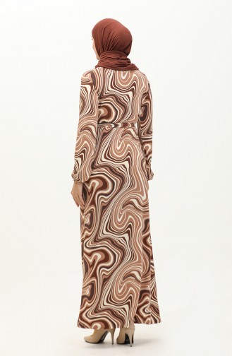 Robe Longue Hijab à Motifs 8648-01 Marron 8648-01