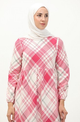 Jurk Met Geruit Patroon 23K8827-03 Fuchsia 23K8827-03