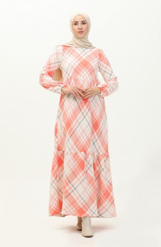 Plaid Patterned Dress 23K8827-04 Light Pink 23K8827-04