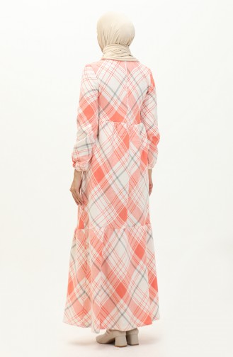 Plaid Patterned Dress 23K8827-04 Light Pink 23K8827-04