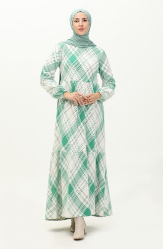 Plaid Patterned Dress 23K8827-06 Green 23K8827-06