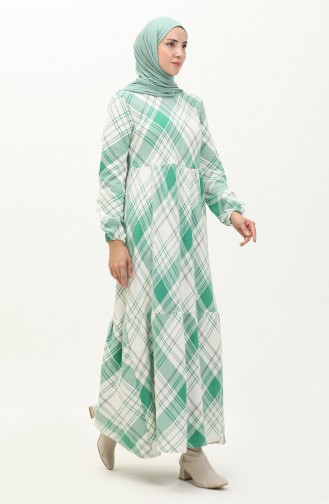 Plaid Patterned Dress 23K8827-06 Green 23K8827-06