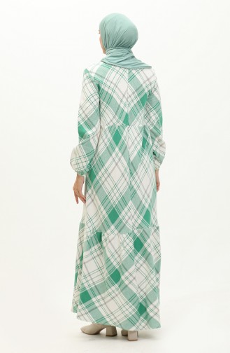 Plaid Patterned Dress 23K8827-06 Green 23K8827-06