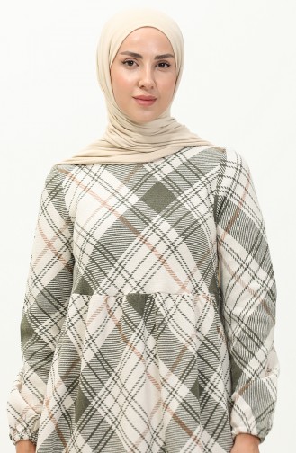 Plaid Patterned Dress 23K8827-07 Khaki 23K8827-07