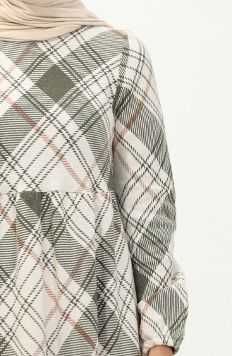 Plaid Patterned Dress 23K8827-07 Khaki 23K8827-07