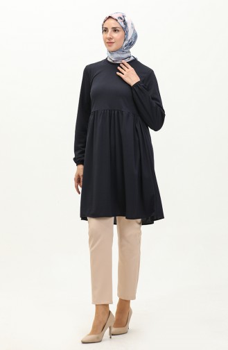 Shirred Tunic 7272-06 Navy Blue 7272-06