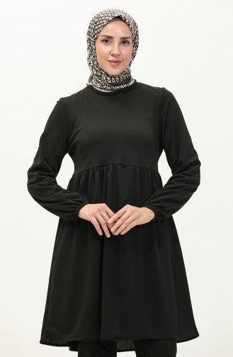 Büzgülü Tunik 7272-08 Siyah