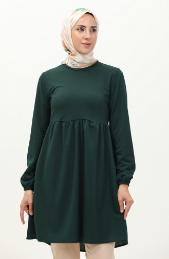 Shirred Tunic 7272-09 Emerald Green 7272-09