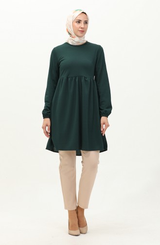 Shirred Tunic 7272-09 Emerald Green 7272-09