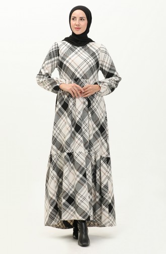 Plaid Patterned Dress 23k8827-02 Black 23K8827-02