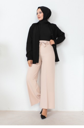 Broek Met Wijde Pijpen En Taille Beige 0658GLN.BEJ