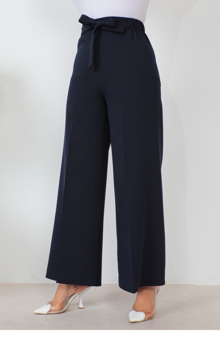 Navy wide leg trousers deals