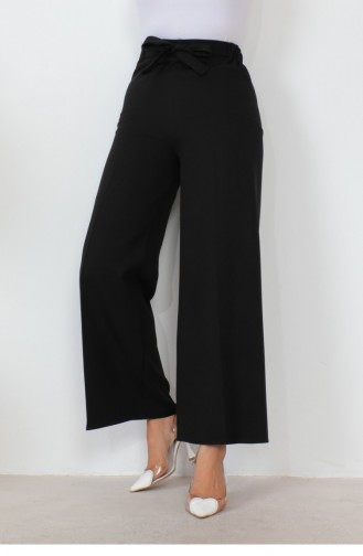 Broek Met Wijde Pijpen En Taille Vastgebonden Zwart 0658GLN.SYH