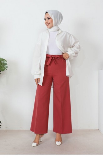 Taille Gebonden Wijde Pijpen Broek Kaneel 0658GLN.TRN